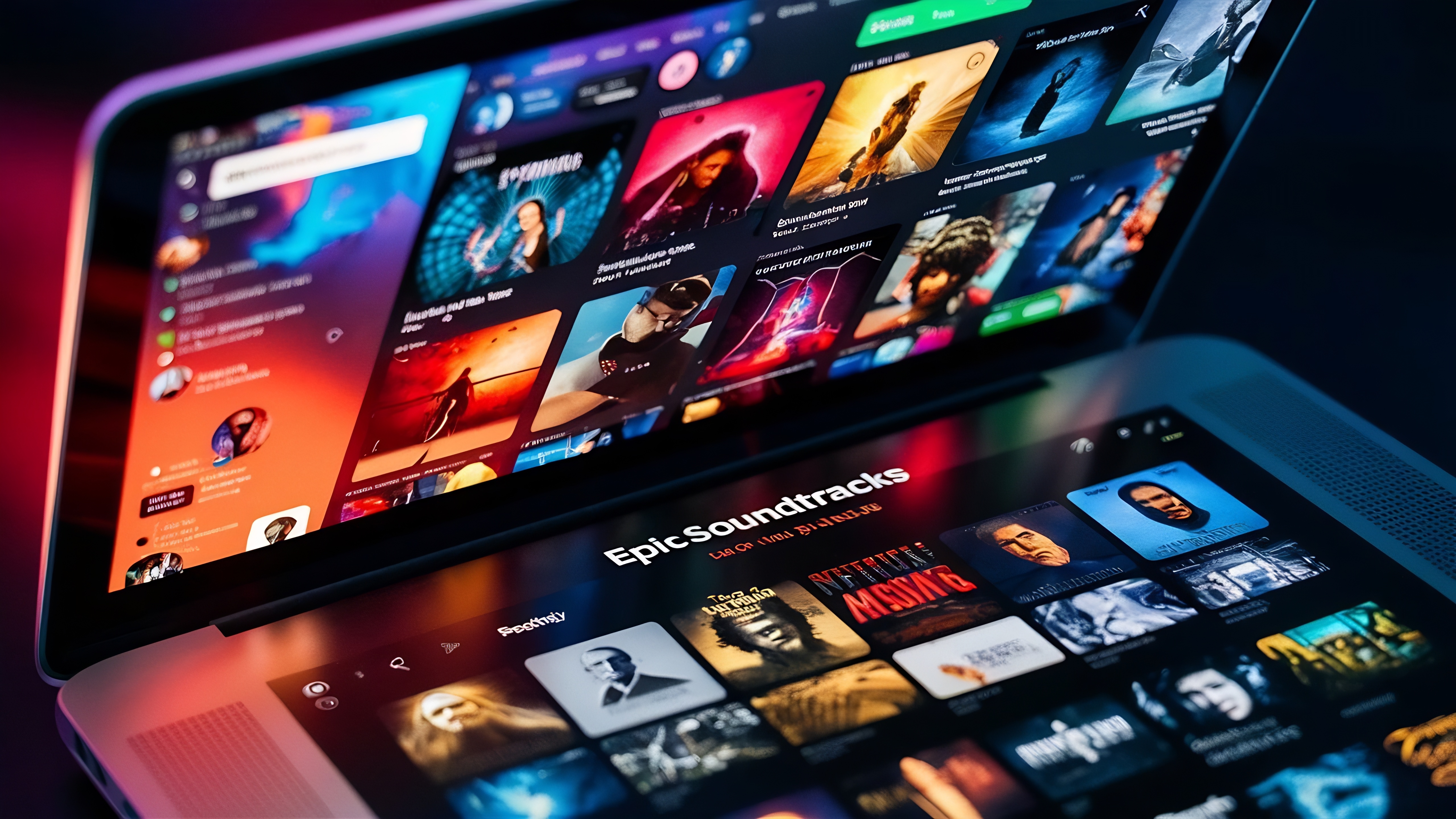 Laptop image that shows different songs